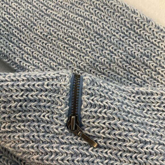 Tommy Hilfiger Sweater Chunky Knit Gray Blue Crewneck Zip Sleeve Cozycore Pocket - Picture 8 of 10